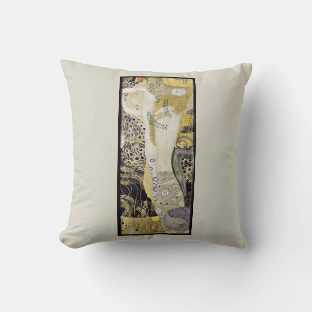 Hydra (aka Water Serpents I) by Gustav Klimt Throw Pillow (Front)