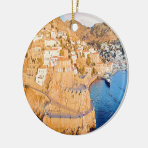HYDRA - Castle of Kavos - harbour Ceramic Ornament