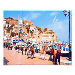 HYDRA - mules at the port Photo Print