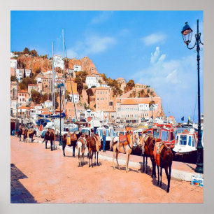 HYDRA - mules at the port Poster