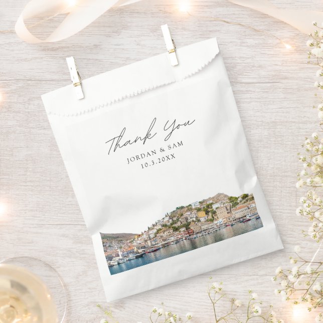 Hydra Wedding Photo Personalized Greece  Favour Bag (Clipped)