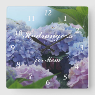 Hydrangea 2385 Clock- customize or personalize Square Wall Clock