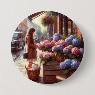 hydrangea 3 inch round button