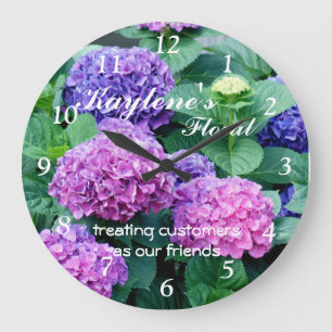 Hydrangea 4511 Clock- customize or personalize Large Clock