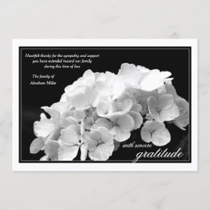 Hydrangea and Black and White Sympathy Thank You