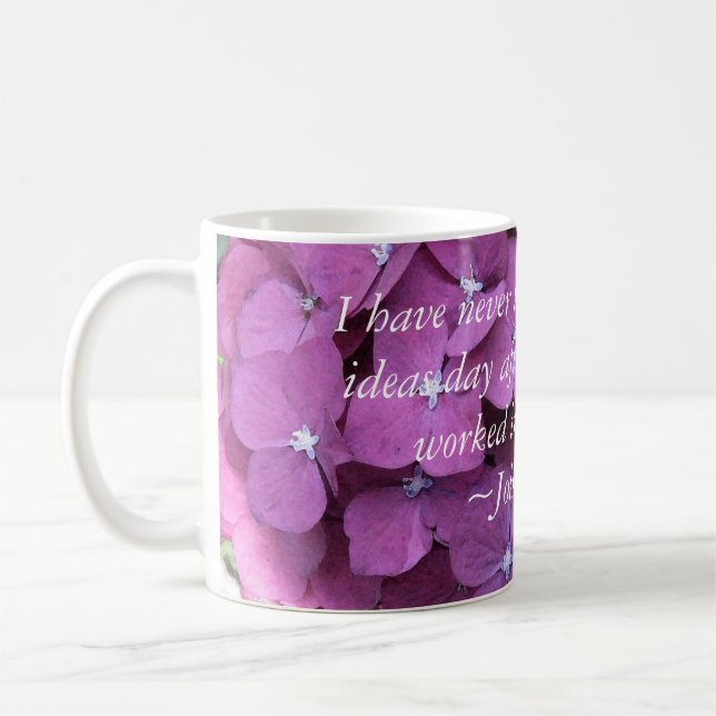 Hydrangea and Gardening Quote Coffee Mug (Left)