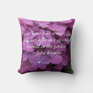 Hydrangea and Gardening Quote Throw Pillow