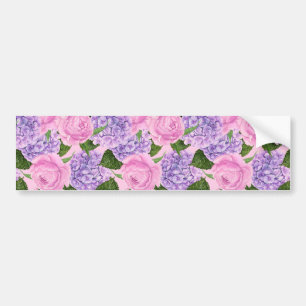 Hydrangea and peony pattern bumper sticker