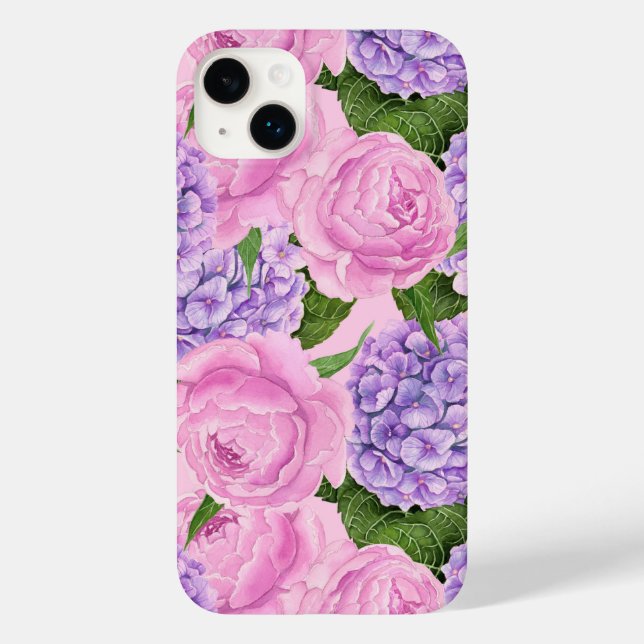 Hydrangea and peony pattern Case-Mate iPhone case (Back)