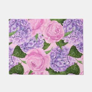 Hydrangea and peony pattern doormat