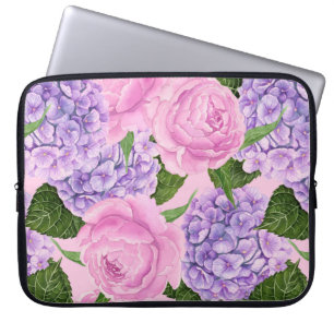 Hydrangea and peony pattern laptop sleeve