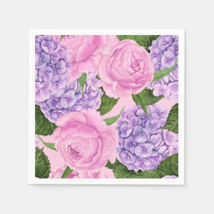 Hydrangea and peony pattern napkin