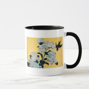 Hydrangea and Swallow, Hokusai, Ukiyo-e Mug