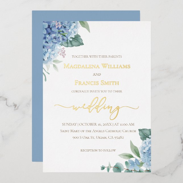Hydrangea aquarelle | Invitation de mariage (Recto/Verso)