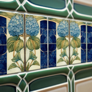 Hydrangea Art Deco Floral Wall Decor Art Nouveau Tile