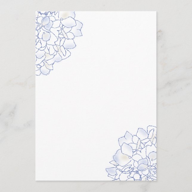 Hydrangea Art White Wedding Program Paper (Front)