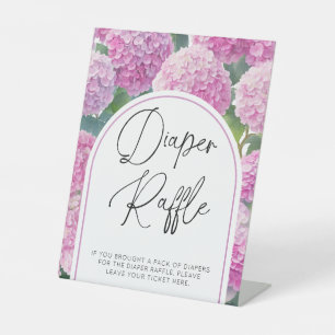 Hydrangea Baby Shower Diaper Raffle Pedestal Sign