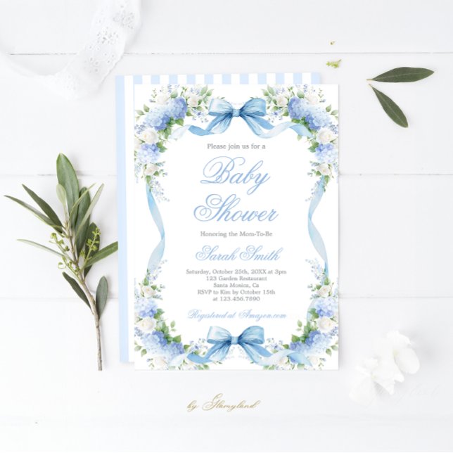 Hydrangea Baby shower Invitation garçon (Créateur téléchargé)