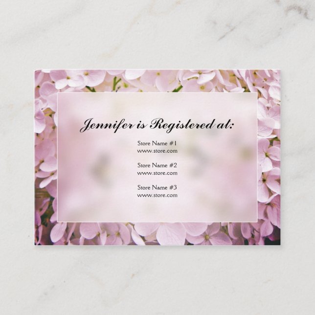 Hydrangea Baby Shower Registry Cards (Front)