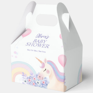 Hydrangea Balloon Rainbow Unicorn Baby Shower  Favor Box