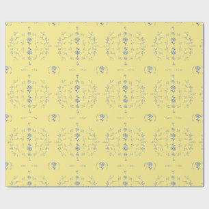 Hydrangea Block Yellow and Blue Pattern Wrapping Paper