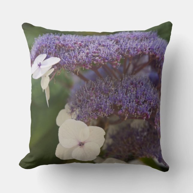Hydrangea bloom, Dr. Sun Yat-Sen Chinese garden Throw Pillow (Front)