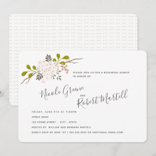 Hydrangea Blooms Botanical Rehearsal Dinner Invitation