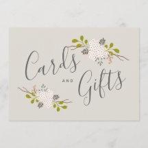 Hydrangea Blooms Botanical Wedding Gift Table Sign