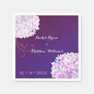 Hydrangea Blooms Plum Wedding Napkin