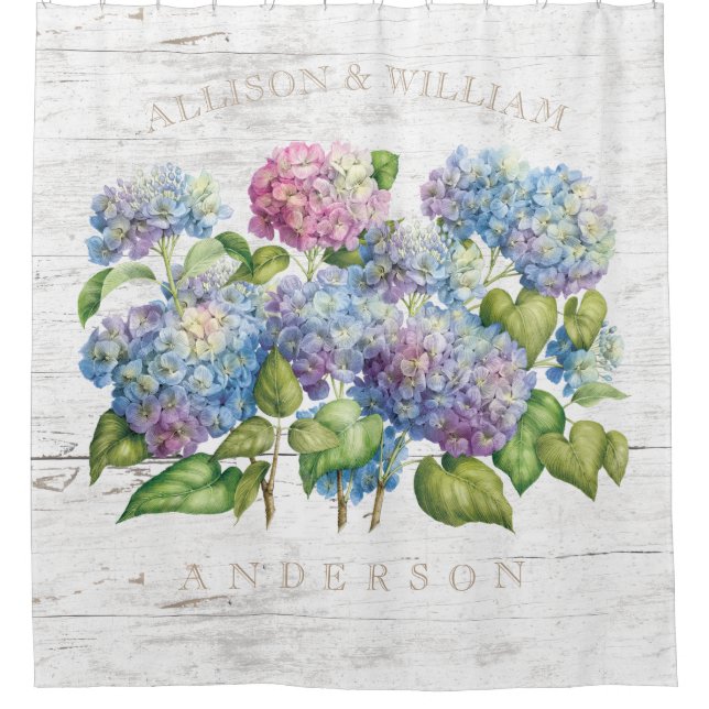 Hydrangea Blooms with Wood Add Names (Front)