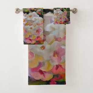 Hydrangea Blossom Decorative Floral Art Pink  Bath Towel Set
