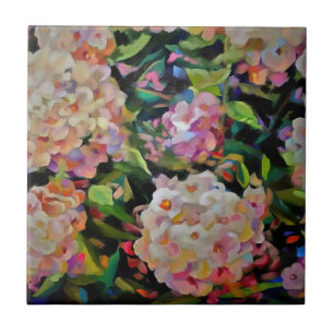 Hydrangea Blossom Decorative Floral Art Pink Tile