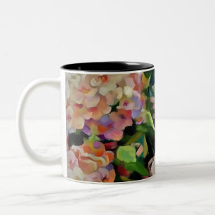 Hydrangea Blossom Decorative Floral Art Pink Two-Tone Coffee Mug