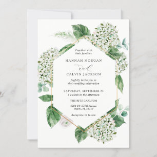 Hydrangea Blossoms and Greenery Wedding Invitation