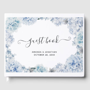 Hydrangea Blue and Light Lavender Wedding Guest Bo Guest Book