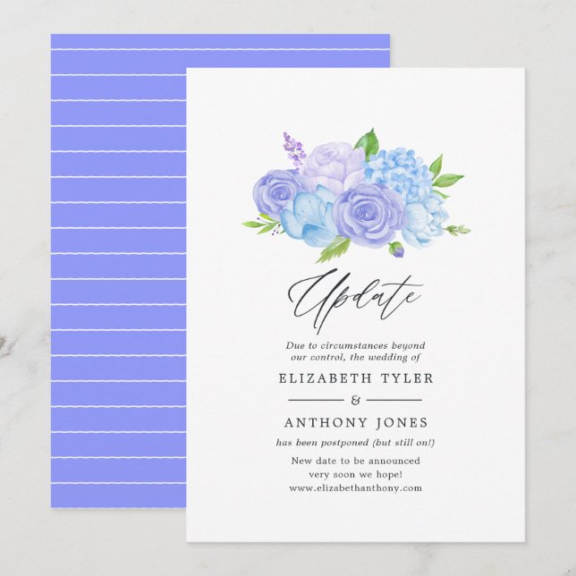 Hydrangea Blue and Light Lavender Wedding Update I Invitation (Front/Back)