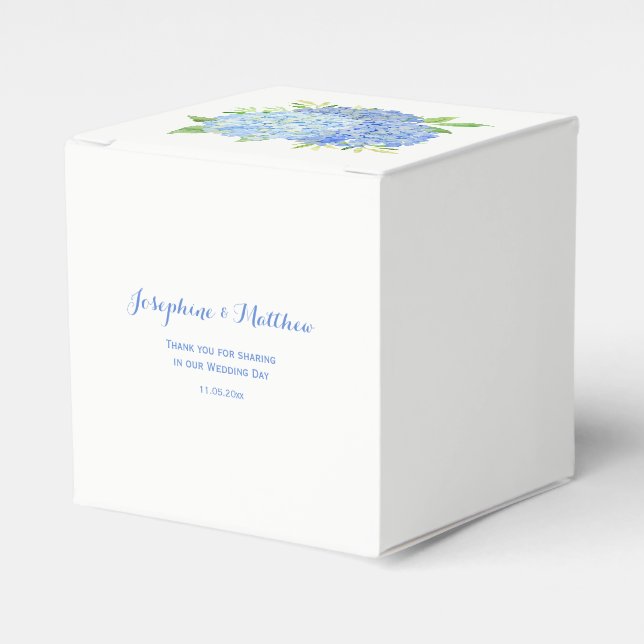 Hydrangea Blue Floral Wedding Favor Box (Front Side)