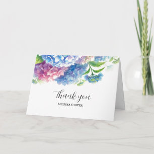 Hydrangea Blue Floral Wedding Thank you Card