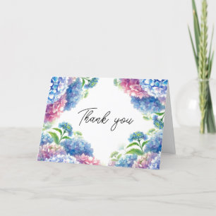 Hydrangea Blue Floral Wedding Thank you Card