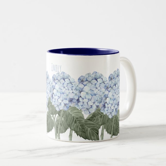 Hydrangea Blue Flowers Contraste Mug (Devant droit)