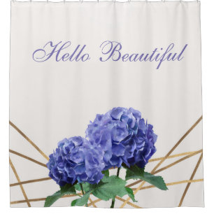 Hydrangea Blue Flowers & Gold Floral Chic Spring