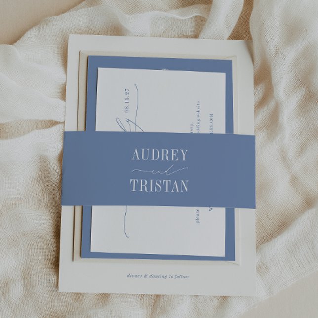 HYDRANGEA Blue Minimalist  Invitation Belly Band (Creator Uploaded)