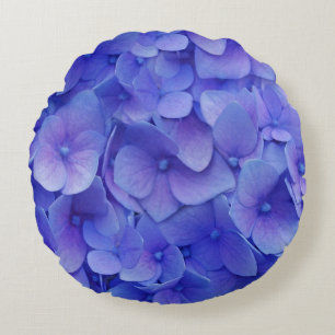 Hydrangea Blue   Round Pillow