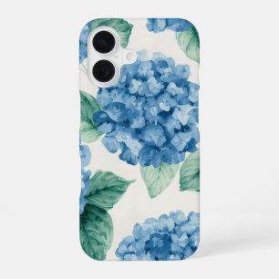 Hydrangea Blues Floral Watercolor Botanical Blooms iPhone 16 Case