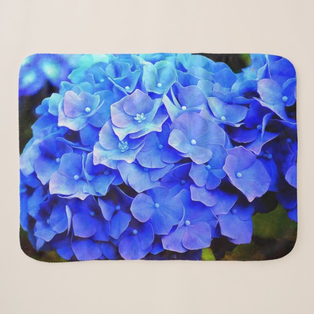 Hydrangea Blues Sherpa Blanket (Front (Horizontal))