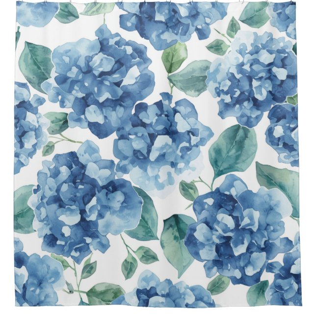 Hydrangea Blues | Watercolor Blooms Flower Pattern (Front)