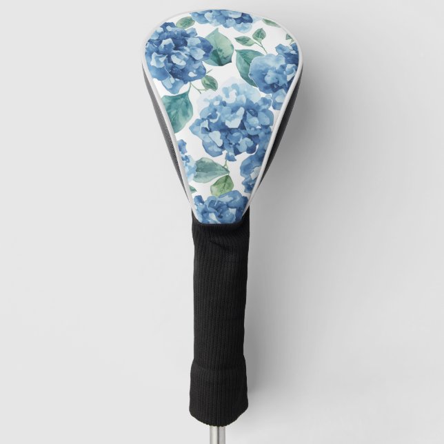 Hydrangea Blues | Watercolor Blooms Flower Pattern Golf Head Cover (Front)