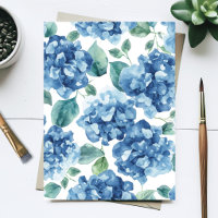 Hydrangea Blues | Watercolor Blooms Flower Pattern