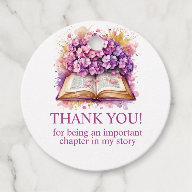 Hydrangea Book Theme  Favour Tags (Front)