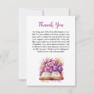 Hydrangea Book Theme Thank You Card